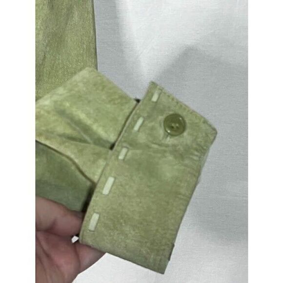 JPR Outfit light green suede leather shacket contrast stitching sz Medium - Picture 3 of 6